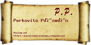 Perkovits Pázmán névjegykártya